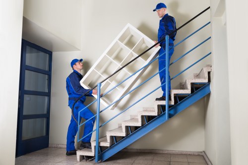 Staff checking safety conditions in a self storage unit area